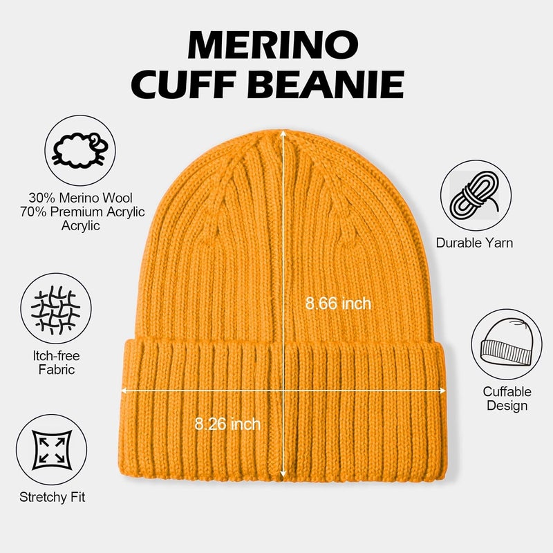 ACTLATI Kids Merino Wool Beanie Hat Winter Boys Girls Ribbed Knit Beanies Caps Unisex Cuffed Skull Caps 7-14 Years - Image 3
